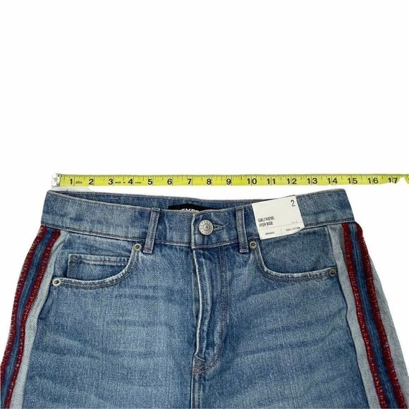 EXPRESS Girlfriend High Rise Red Side Stripe Jean - Picture 11 of 12